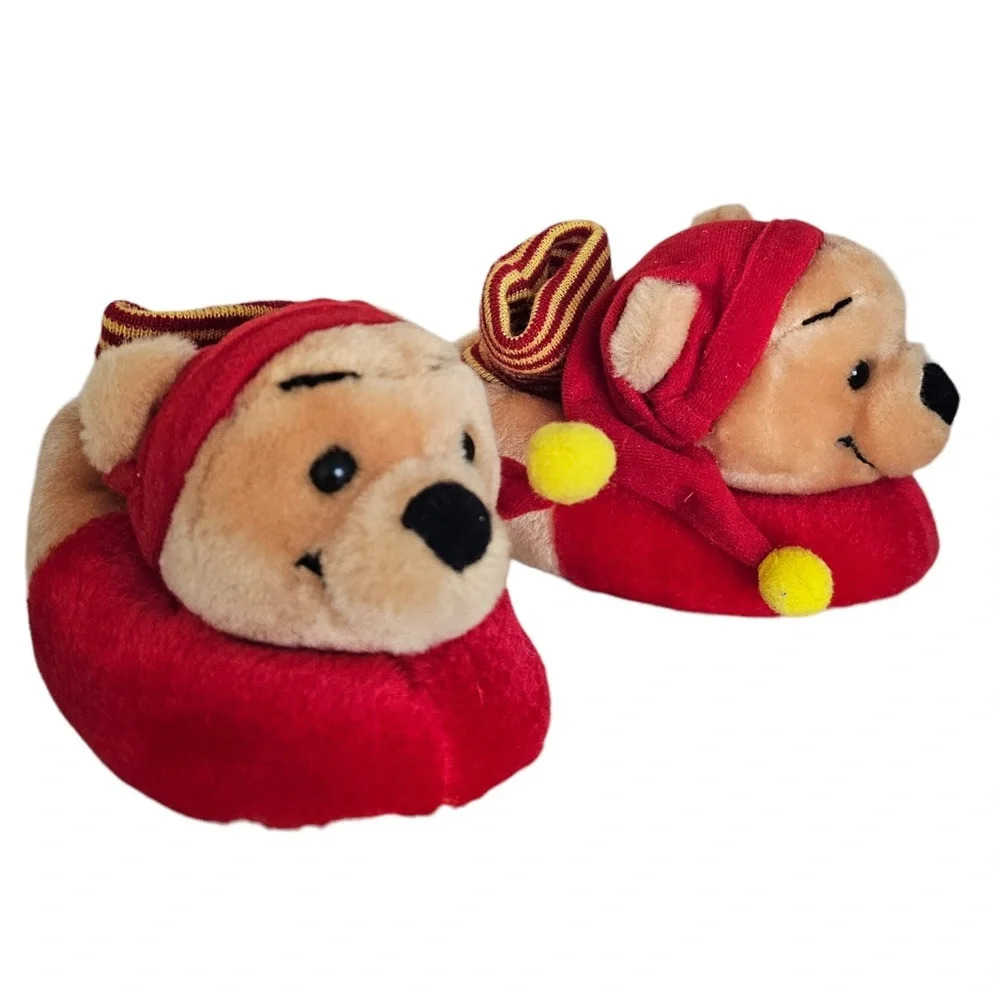 Winnie the Pooh nightcap soft slippers red yellow size 5 - 6 small